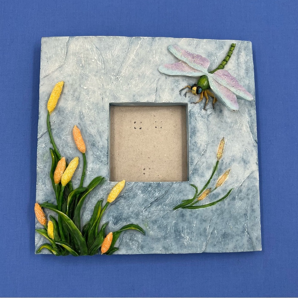 A. Richesco Ceramic 3D Dragonfly Picture Frame 7.5” X 7.5”- 3"x3" Hand painted